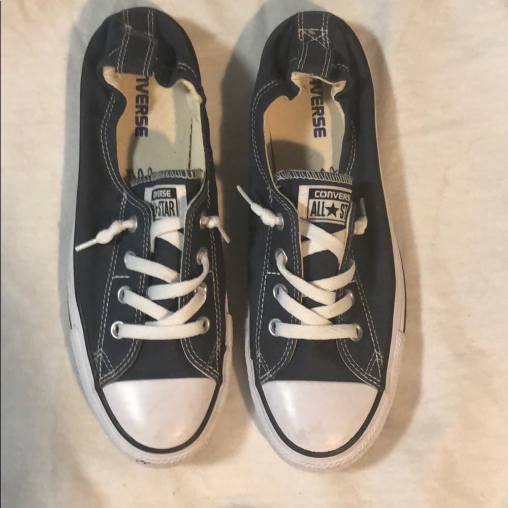 Navy blue converse slip ons
